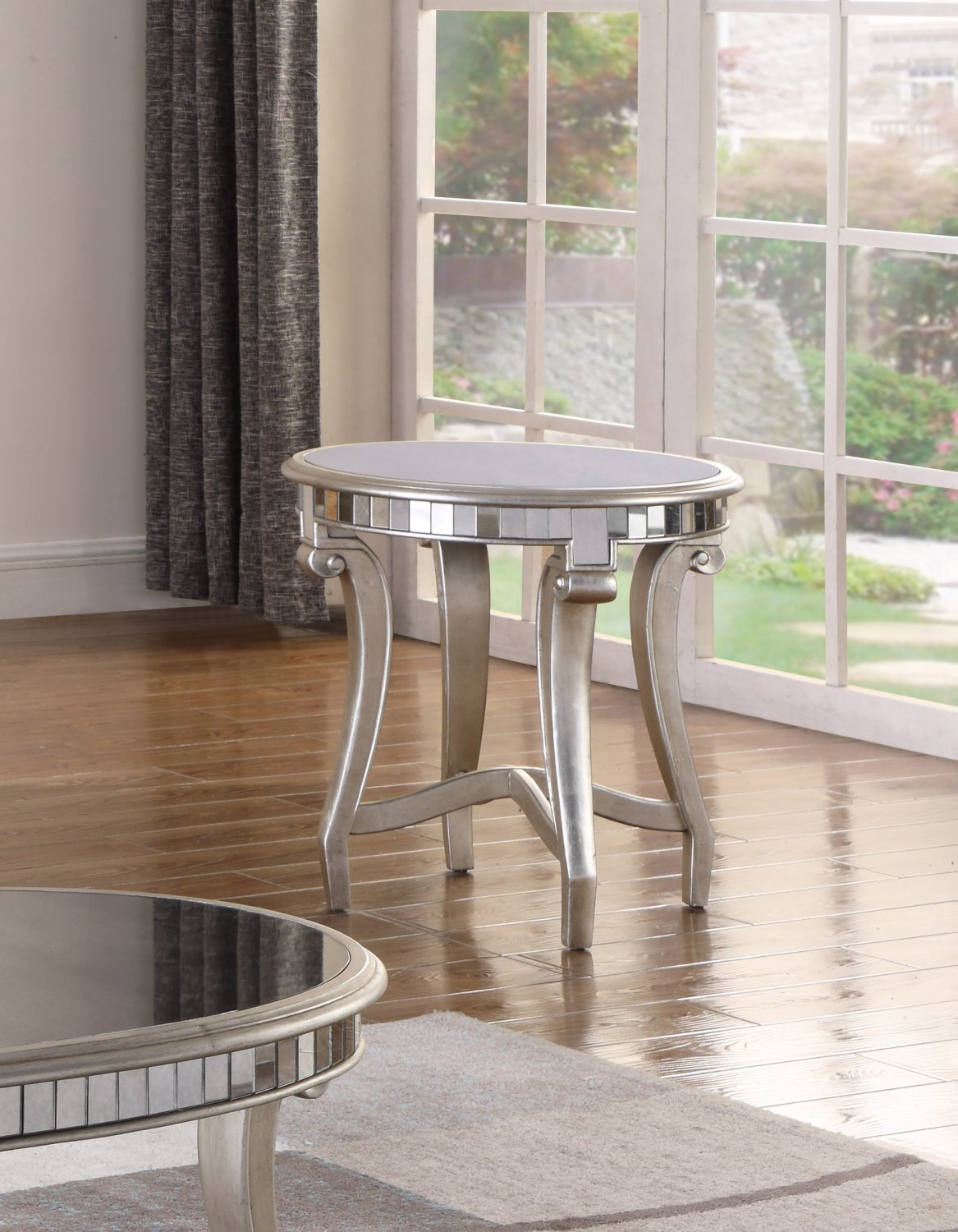 T1890, Legend Champagne Finish with Glass Top Living Room End Table