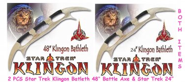 2 Pcs Star Trek Klingon Batleth 48" + 24" Battle Axe
