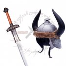 Conan The Barbarian Atlantean Sword + Barbarian Helmet with Stand