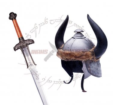Conan The Barbarian Atlantean Sword + Barbarian Helmet with Stand