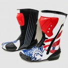 Americal Flag Men's Motorcycle Boots Riding Leather Boots in All Size
