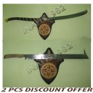2 PCS High Elven Warrior Sword + Uruk-Hai Scimitar Sword - LOTR With Wall Plaque