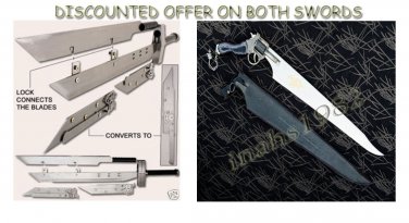 Advent Children Buster Sword + FUNCTIONAL Gunblade Swords W / Stands