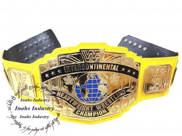 WWF Intercontinental HeavyWeight Championship Replica Wrestling Belt Yellow Leather Strap