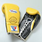 Winning Original Leather Lace Up Yellow & Black Combination Boxing Training Gloves