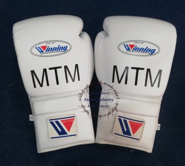 New Custom Winning Boxing gloves Lace up 14oz White