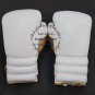 New Original Leather Lace Up White & Shine Gold Boxing Training Gloves