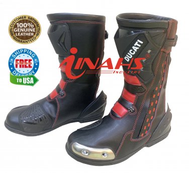 Top Model Ducati Motorbike Racing Shoes Motorcycle Riding Boots High quality Leather