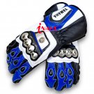 Yamaha Blue Top Quality Motorbike Original Leather Motorcycle Gloves full Protected