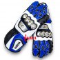 Yamaha Blue Top Quality Motorbike Original Leather Motorcycle Gloves full Protected