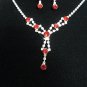 wedding jewelry accessories silver red clear bride bridesmaid necklace set N4224r