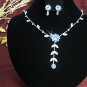 wedding necklace jewelry accessories silver blue crystal bride bridesmaid necklace set N4396b