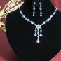 wedding bride jewelry accessories handmade bridesmaid silver blue dangle crystal necklace set N4722b