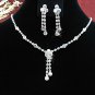 wedding bride jewelry accessories bridesmaid silver pearl dangle crystal necklace set N4977s