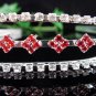 Bride wedding tiara bridesmaid accessories handmade silver crystal red headband regal P1277R