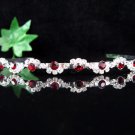 wedding tiara bride bridesmaid accessories serpent silver crystal red headband regal P1806R