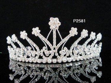 Bride bridesmaid wedding accessories silver floral crystal regal imperial comb 2581