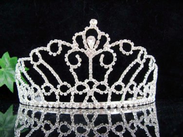 HUGE wedding tiara bride bridesmaid accessories crystal regal imperial comb 001S