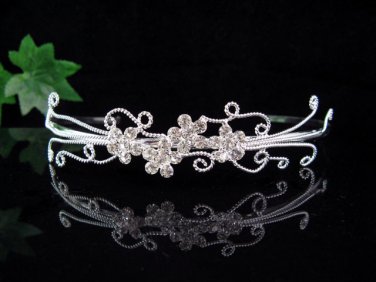 wedding tiara bridal accessories crystal silver headband,filigree simple regal imperial comb 4533