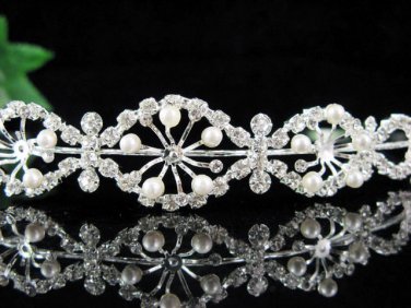 wedding tiara bridal accessories ,silver crystal headband ,regal imperial comb JCN058