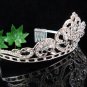 Huge wedding tiara, bridal accessories silver crystal headpiece regal imperial comb 493
