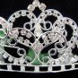 Huge wedding tiara, bridal accessories silver crystal headpiece regal imperial comb 493