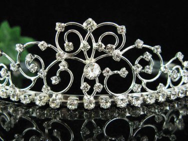 Bridal accessories wedding tiara handmade crystal headpiece,silver filigree imperial comb T7104