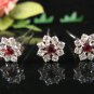 6 pc handmade Wedding accessories;bridal pin bridesmaid red silver floral hairpin tiara veil 1125r
