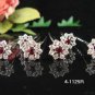 6 pc handmade Wedding accessories;bridal pin bridesmaid red silver floral hairpin tiara veil 1125r