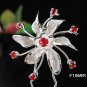 6 pc handmade Wedding accessories;bridal hairpin;bridesmaid silver red floral tiara veil comb 1609r