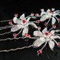 6 pc handmade Wedding accessories;bridal hairpin;bridesmaid silver red floral tiara veil comb 1609r