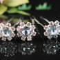 6 pc handmade Wedding accessories;bridal tiara veil ,bridesmaid silver blue hairpin  f1125b