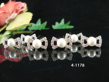 6 pc handmade Wedding accessories;bridal tiara veil bridesmaid bow tie silver pearl hairpin 4-1178