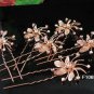 6 pc handmade Wedding hair accessories;bridal rose gold hairpin bridesmaid alloy floral 1085cp