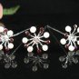 6 pc handmade Wedding hair accessories;bridal silver hairpin bridesmaid pearl floral veil 1529r