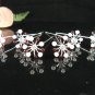 6 pc handmade Wedding hair accessories;bridal silver hairpin bridesmaid pearl floral veil 1529r
