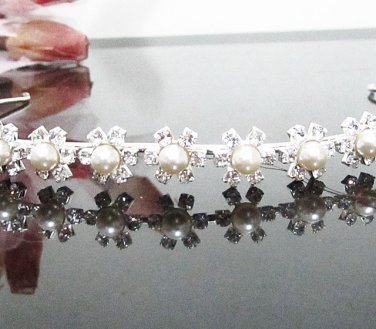 Bridal accessories; wedding handmade silver hair tiara;crystal headpiece;pearl headband cn0028