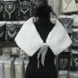 Handmade wedding faux fur ivory bolero jacket ;bridal long jacket ;shrug ;shawl or wrap sh08i