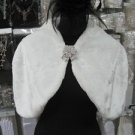 Handmade wedding faux fur ivory bolero jacket ;bridal long jacket ;shrug ;shawl or wrap sh09i