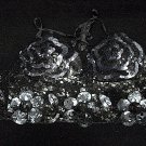 Handmade black Sexy sequin bar top; belly party hippie fashionable floral beaded dance top 05bks