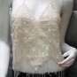 Handmade ivory Sexy sequin bar top; hot belly hippie top fashionable pattern beaded dance top sq15