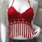 Handmade Crochet sexy sequin bar top; hot belly hippie top fashionable beaded dance top sq14