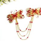 wedding tiara bridal hair accessories rhinestone butterfly crystal alloy golden bridal comb 1375G