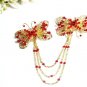 wedding tiara bridal hair accessories rhinestone butterfly crystal alloy golden bridal comb 1375G
