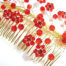 Bridal hair accessories;wedding tiara;rhinestone floral red crystal bridal comb 40171G