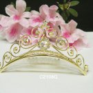 Bridal hair accessories wedding tiara rhinestone filigree floral golden crystal bridal comb 2108G