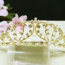 Golden Bridal hair accessories wedding tiara rhinestone headpiece sweetheart crystal comb 3569G