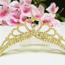 Golden Bridal hair accessories wedding tiara rhinestone sweetheart crystal comb 4418G