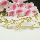 Golden wedding hair accessories;bridal tiara;rhinestone headpiece;floral crystal comb 5386G