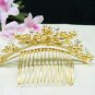 golden Bridal comb hair accessories;wedding tiara;rhinestone headpiece ,floral alloy comb 6580G